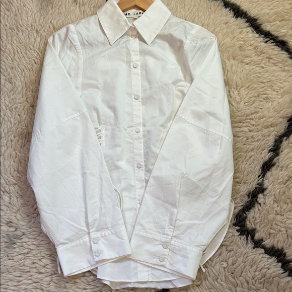 Mr. Larkin Lace Up White Button-Up Shirt - Picture 16 of 17